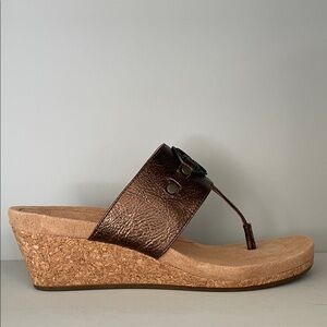 UGG Metallic Brown Wedge Sandals